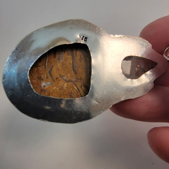 Necklace Pendants Picture Jasper and Rutilated Quartz Handmade Jewelry Silver - Picture 8 of 10